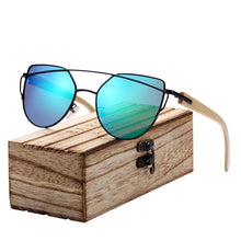 Load image into Gallery viewer, Modern Cat Eye Sunglasses for Women Polarized Sunglasses with metal frame and natural Bamboo wood frame Fashion Style
