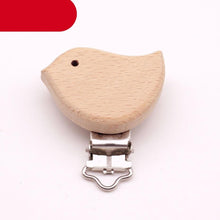 Load image into Gallery viewer, Modern Wood Naural Nipple Chain Accessories BPA Free Cute Modelling Beech Pacifier Clip Small Elephant Heart-shaped Holder for Pacifier
