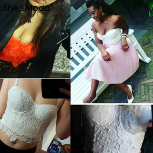 She'sModa New Embroidery Lace Push Up Bralet Women's Bustier Corset Wedding Party Corset Cropped Top Vest Plus Size