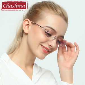 Chashma Brand Women's Frame Degree Eyeglasses Transparent Glasses Women Diamond Tint Lenses for Lady