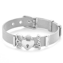 Load image into Gallery viewer, Fashion Stainless Steel Woman and Men Bracelet Mesh Bracelet Set Crystal Heart Anchor Charm Fine Bracelet Bangle For Female Lover
