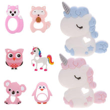 Load image into Gallery viewer, Unicorn Silicone Baby Teether Cartoon Animal BPA Free Rodents Teething  Shower Gifts Koala Penguin Owl Fox For Kids
