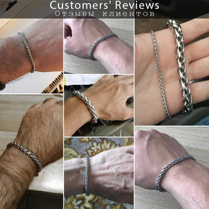 3-10mm Women's Men's Bracelet Stainless Steel Wheat Chain Bracelets Male Gifts Wholesale Jewelry 7-11" KBB8