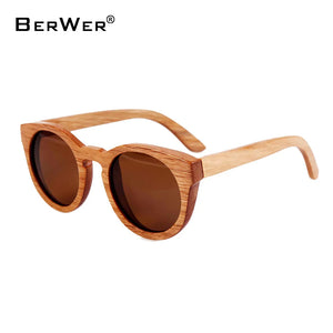 BerWer New 100% Real Wood Sunglasses Polarized Handmade Bamboo Women Sun Glasses Oculos De Sol Feminino