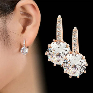 2022 New Arrival Genuine Gold Women's Crystal Stud Earring Holder Ear Cuffs Earrings For Women Femme Pendientes Brinco Ouro Gift