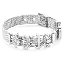 Load image into Gallery viewer, Fashion Stainless Steel Woman and Men Bracelet Mesh Bracelet Set Crystal Heart Anchor Charm Fine Bracelet Bangle For Female Lover
