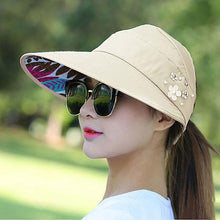 Load image into Gallery viewer, Summer Modern Adult Hats For Women Foldable Sun Hat Women's Adjustable Packable Roll-Up Visor Flower Hat Outdoor Female Casual Baseball Cap For Sport
