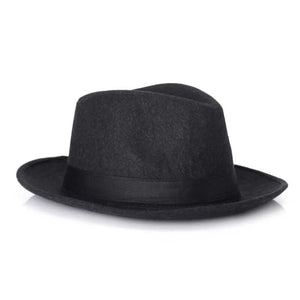Wool men Black Fedora Hat For Women's Wool Wide Brim JazzChic Cap Vintage Panama Sun Top Hat