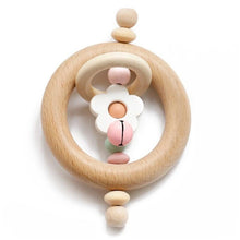 Load image into Gallery viewer, Modern Wooden Rattle Beech Bear Hand Teething Wooden Ring Baby Rattles Play Educational Toys For Kids
