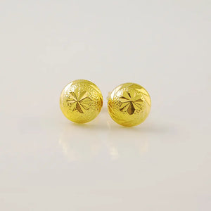 Pure Gold Color 8mm Mushroom Shape Stud Earrings for Women,Fashion 24K Gold GP Heart Flower Butterfly Earring Women's Jewelry