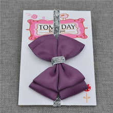 Load image into Gallery viewer, Luxury New Baby Hair Bow Flower Headband Silver Ribbon Hair Band Handmade Hair Accessories Bow for Children
