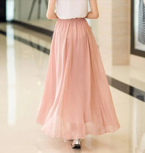 Load image into Gallery viewer, Women&#39;s Elegant High Waist Chiffon Skirt Elastic Waist Casual Long Maxi Skirts Saias 80/90/100cm 22 Color 2020 Summer Autumn New
