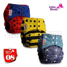 Load image into Gallery viewer, Modern Luxury Printed Washable Real Cloth Pocket Nappy,3 nappies/diapers Set For Girls and Boys Baby In Elegant Style
