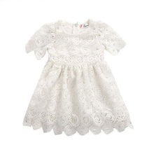 Load image into Gallery viewer, Handmade Classic Baby Girls Dress with Princess Floral Lace And Hollow Out Short Sleve Party Dress For Girls
