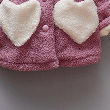 Load image into Gallery viewer, Baby Girls Winter Coats Newborn Baby Thick Velvet Outerwear For  Toddler Hoodies For Girls With Heart Print Design For Girls And Babies
