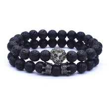 Load image into Gallery viewer, Classic Vintage Elegant Lion Head and Luxury Crown Charm Bracelet Natural Lava Stone Beads Amazing Bracelet Great For Men Fashion Jewelry
