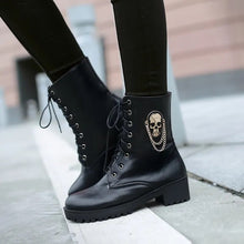 Load image into Gallery viewer, MORAZORA 2024 hot sale ankle boots for women skull street lace up platform women&#39;s boots fashion ladies autumn winter boots shoe
