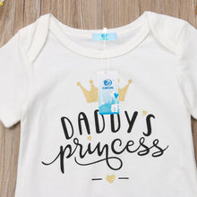Load image into Gallery viewer, 3PCS Cute Newborn Baby Girl Outfits Clothes Tops Bodysuit Shorts Pants Set For Girls  WIth Print Dadys Princess
