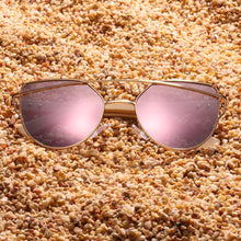 Load image into Gallery viewer, Modern Cat Eye Sunglasses for Women Polarized Sunglasses with metal frame and natural Bamboo wood frame Fashion Style
