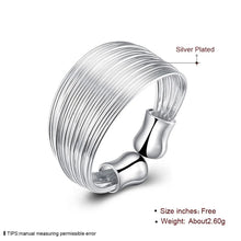 Load image into Gallery viewer, Women&#39;S Silver Plated Ring Engagement Wedding Bridal Jewelry Adjustable Size Open Finger Ring Made Of Many Silvery Threads
