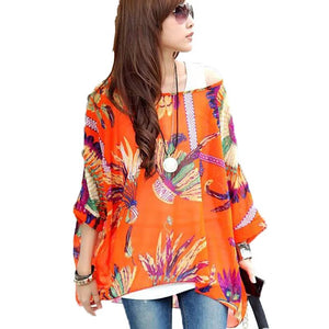 Chiffon Tops Novelty 2021 Ladies Floral Print Casual Loose Blouses Shirts Plus Size 4XL 5XL 6XL Women's Summer Tops Blouses