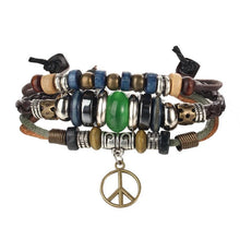Load image into Gallery viewer, BOHO Tibet Stone Feather Multilayer Leather Bracelet Eye Fish Charms Beads Bracelets For Men Vintage Punk Wrap Wristband Cool Jewelry
