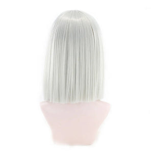 Synthetic Hair Short Wig With Bangs Cosplay Wigs For Women Straight Bob Wig Korean Pink Red Brown Blue Green White Purple Grey