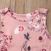Load image into Gallery viewer, Floral Newborn Baby Girls Sleeve less Printed Rompers Jumpsuit Headband Clothes Sets Outfits For Baby Girls With Bow
