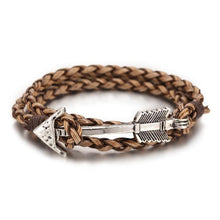 Load image into Gallery viewer, New Arrival Multilayer Charm Leather Vintage Bronze Arrow Bracelet Anchor Bracelet For Men and Women Lovers' Gift
