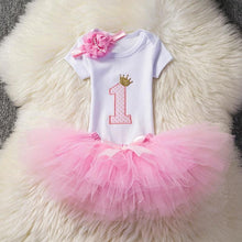 Load image into Gallery viewer, Baby First Birthday Outfits Tutu Tulle for 1 Year Party Fluffy Pink Communion Toddler Christening Gown Dresses For Girls
