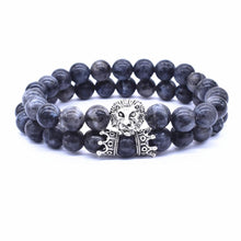 Load image into Gallery viewer, Classic Vintage Elegant Lion Head and Luxury Crown Charm Bracelet Natural Lava Stone Beads Amazing Bracelet Great For Men Fashion Jewelry
