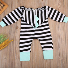 Load image into Gallery viewer, Baby Clothing Newborn Baby Girl and Boy Striped Hooded Romper Zipper Jumpsuit Outfit For Kids
