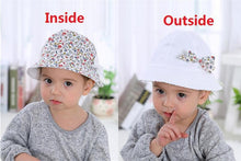 Load image into Gallery viewer, Modern Baby Girls Sun Hat Cotton Baby Hat Kids Child Cap Bowknot Flower Print Bucket Hat Double Sided
