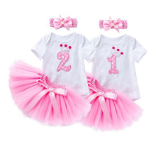 Load image into Gallery viewer, 2 Year Girl Baby Birthday Dress For Birthday Girl Party - 3 Piece Infant Clothing Luxury Set For Birthdays For Girls
