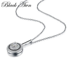 Load image into Gallery viewer, [BLACK AWN] Silver Color Women&#39;s Necklace Fashion Jewelry Round Bijoux Black Spinel Pendants Necklace P074
