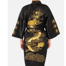 Load image into Gallery viewer, Burgundy Chinese Women&#39;s Traditional Silk Satin Robe Embroidery Dragon Kimono Yukata Bath Gown Oversize S M L XL XXL XXXL A135
