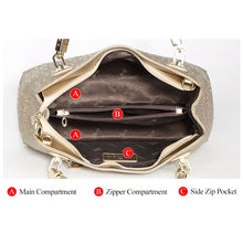Load image into Gallery viewer, FOXER Occident Style Gold Tote Women&#39;s Split Leather Large Capacity Handbag Fashion Ladies Commute Luxury Shoulder Crossbody Bag
