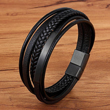 Load image into Gallery viewer, Classic Genuine Leather Bracelet For Men Hand Charm Jewelry Multilayer Magnet Handmade Gift For Cool Boys
