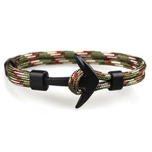 Load image into Gallery viewer, Black Anchor Modern Bracelets New Amazing Charm Survival Rope Chain Paracord Bracelet Elegant For Male Wrap Metal Sport Hooks
