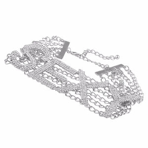 Rhinestone Choker Necklace Luxury Fashion Crystal Jewellery Sexy Word Chocker Bling  Glam Sparkly Women's Jewelry Accessories