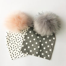 Load image into Gallery viewer, Luxury Modern Baby Hat Cotton Printing Hat With Pompon For Girls Autumn Winter Boys Caps Children Bonnet For Kids
