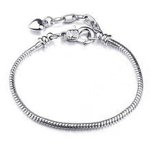 Load image into Gallery viewer, Luxury Modern High Quality Authentic Silver Color Snake Chain Fine Bracelet Fit European Charm Bracelet for Women With Heart and Star
