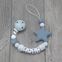 Load image into Gallery viewer, Personalized Name Handmade Pacifier Clips Holder Chain Silicone Pacifier Chains Baby Teether Teething Chain For Baby and Kids
