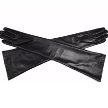 Load image into Gallery viewer, Long Sheepskin Gloves Women&#39;s Genuine Leather 58cm Length Sleeve Velvet Lining Keeps Warm in Autumn and Winter
