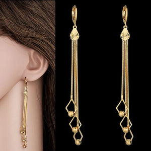 Women's Long Tassel Drop Earrings For Women Wholesale Female Gold Color Elegant Kpop Bridal Party Jewelry EH334 Oorbellen