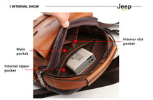 Load image into Gallery viewer, JEEP BULUO Multi-function Business Handbags Men New Man&#39;s Shoulder Bag Large Capacity Leather Messenger Bag Crossbody Big Brand
