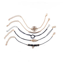 Load image into Gallery viewer, Bohemian Black Beads Chain Bracelets Bangles For Women Fashion Heart Compass Gold Color  Bracelets Sets Luxury Jewelry Gifts
