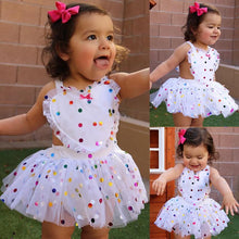 Load image into Gallery viewer, Newborn Infant Baby Girl Romper with Sequin Dot Tulle Dress Outfits for Toddler Girls Dress For Birthday And Party
