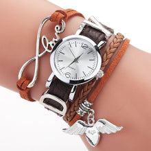 Load image into Gallery viewer, Watches For Women Luxury Silver Heart Pendant Leather Belt Quartz Clock Ladies Wrist Watch For Women and Girls

