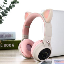 Load image into Gallery viewer, STEVVEX New Luxury Interesting LED Cat Ear Noise Cancelling Headphones Bluetooth 5.0  For Young People and  Kids Headset Support TF Card 3.5mm Plug With Mic
